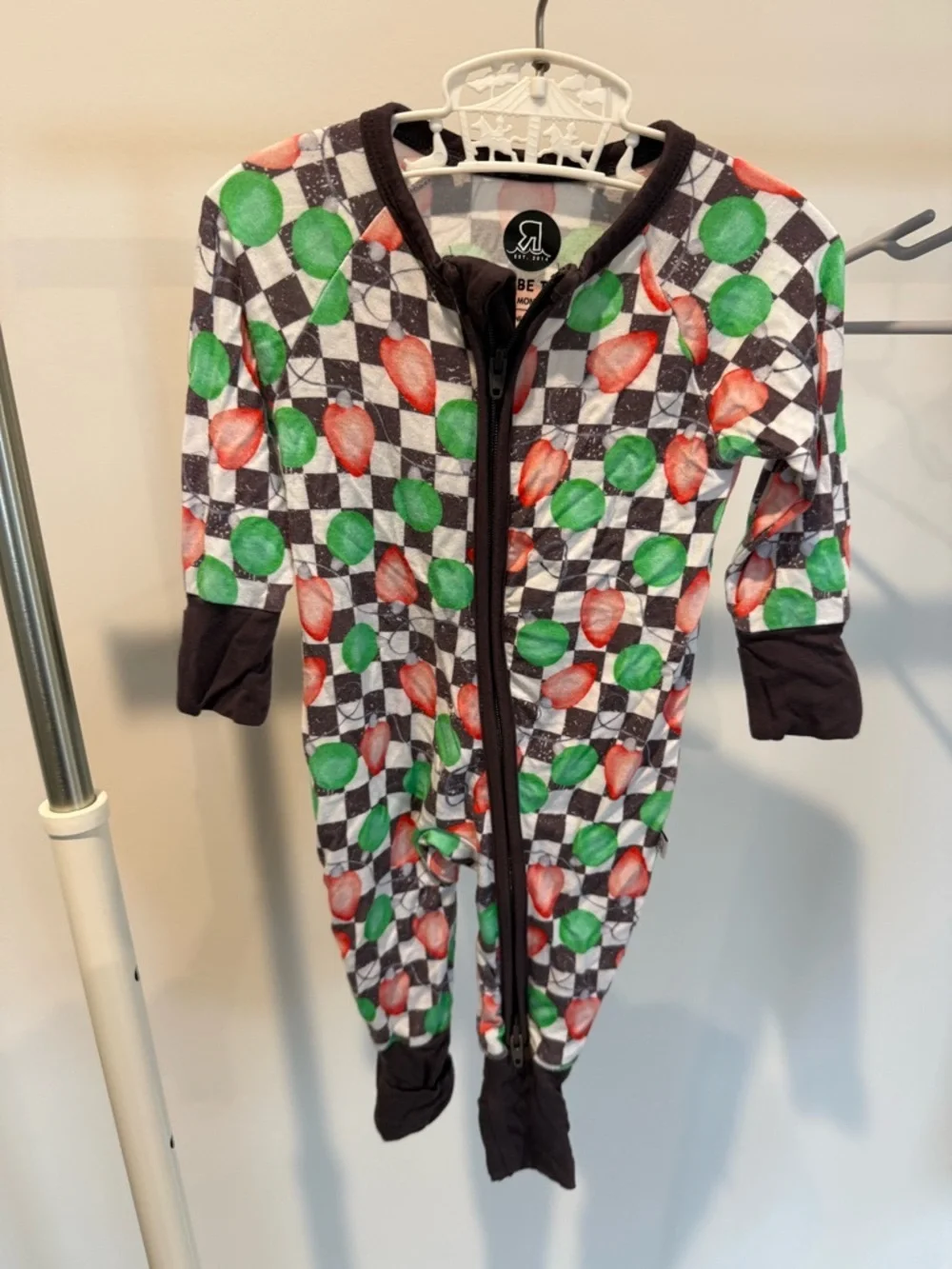 Checkers with red and green light bulbs holiday bamboo zippy